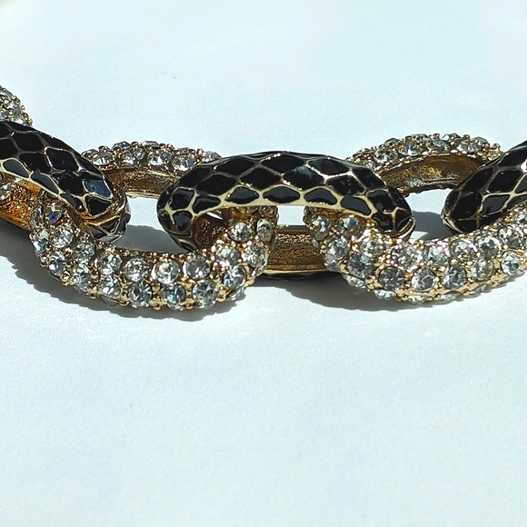♠️+ Chunky Enamel Rhinestone Snake Pattern Chain - Picture 5 of 6